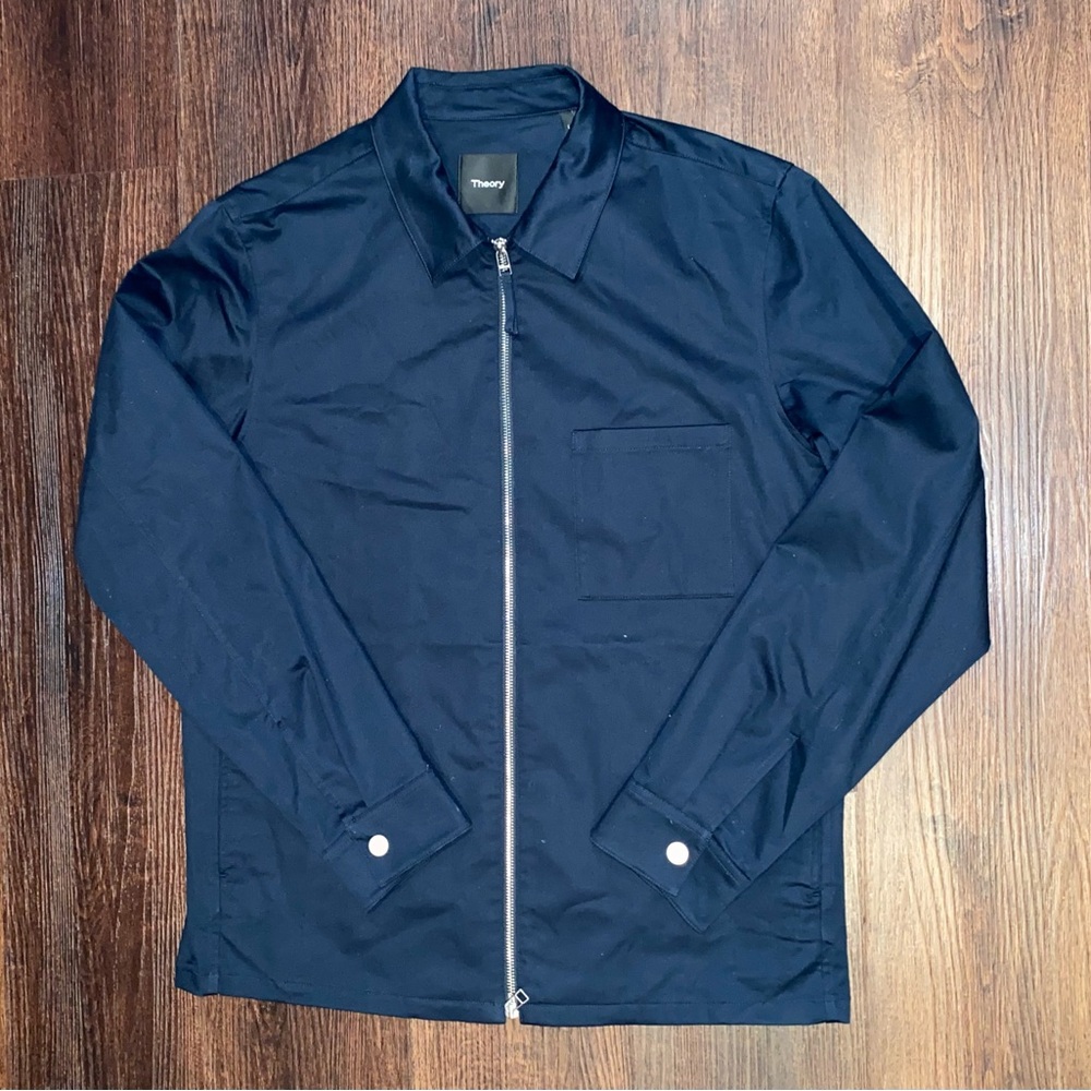 Theory Men's Eclipse Navy Soft Sateen Rye Over Shirt Jacket